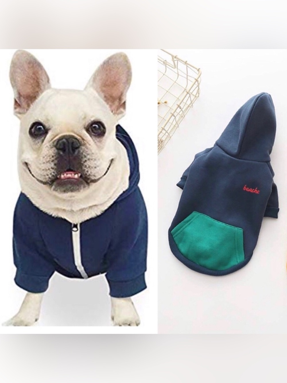 Beache Holic Doggie Blue zip up hooded sweatshirt
